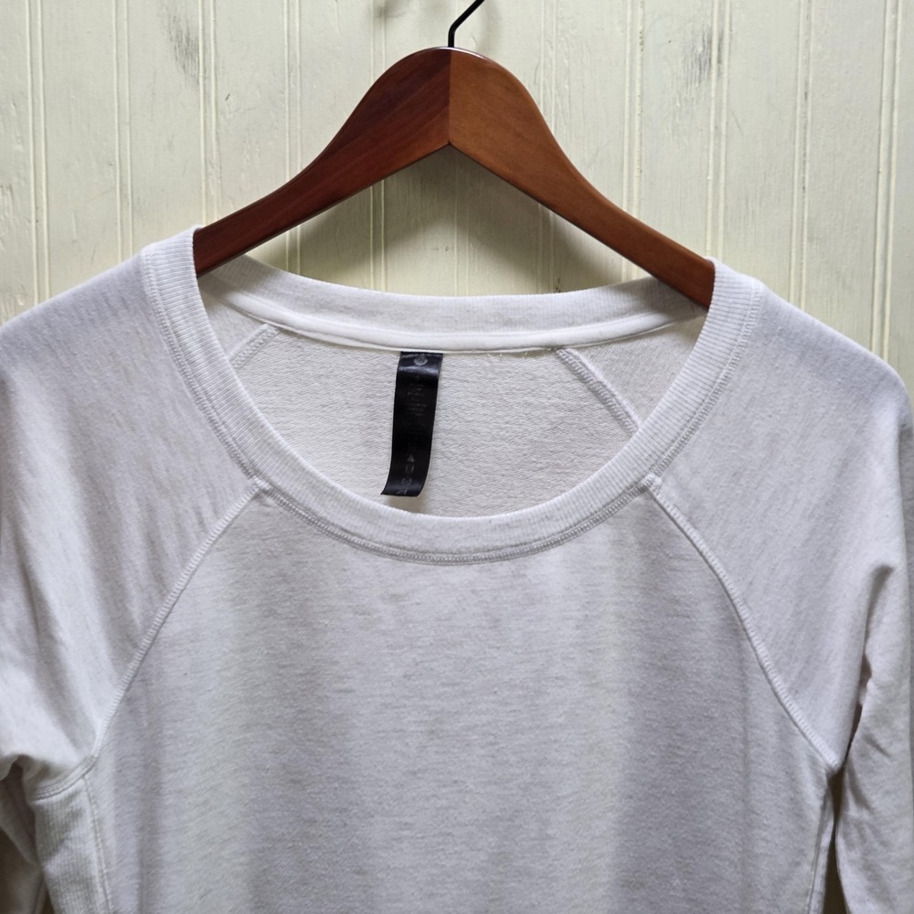 Yogalicious Sweatshirt Womens Small White Scoop Neck Raglan Pullover Lightweight
